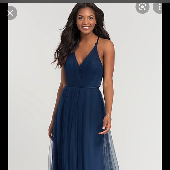 kleinfeld Dresses Full Length Navy Kleinfeld Bridesmaid Dress
